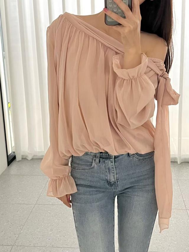 【預購商品】【0910結單】【批發】正韓 浪漫綁帶雪紡上衣 090609♨️正韓服飾♨️