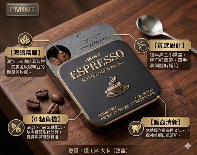 韓國 I'MINT 濃縮義式咖啡木糖醇咖啡糖 32g