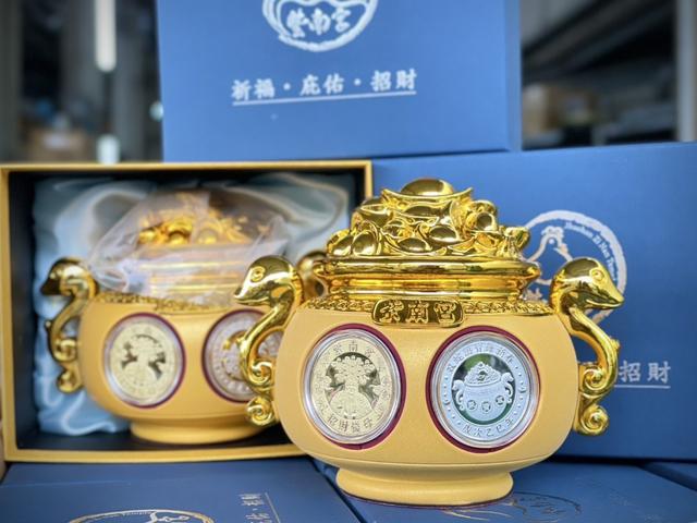 廠商現貨閃團!! 有單先給!! ⛩️南投紫南宮蛇年招財錢母雙金蛇聚寶盆