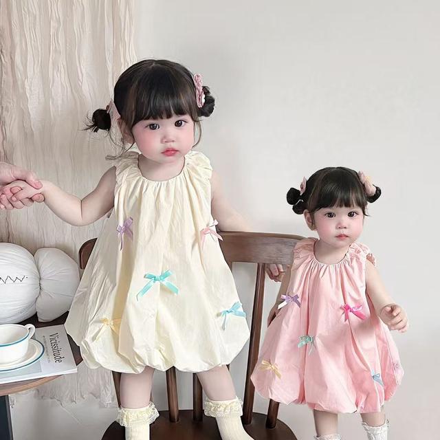 2025新款女童蝴蝶結連身無袖花苞裙(預購)