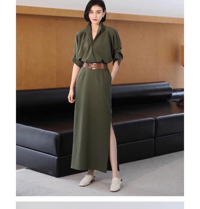 爆款推荐，精工细作包缝  重磅高档老饯风立领慵懒连衣裙女夏季高级感气质