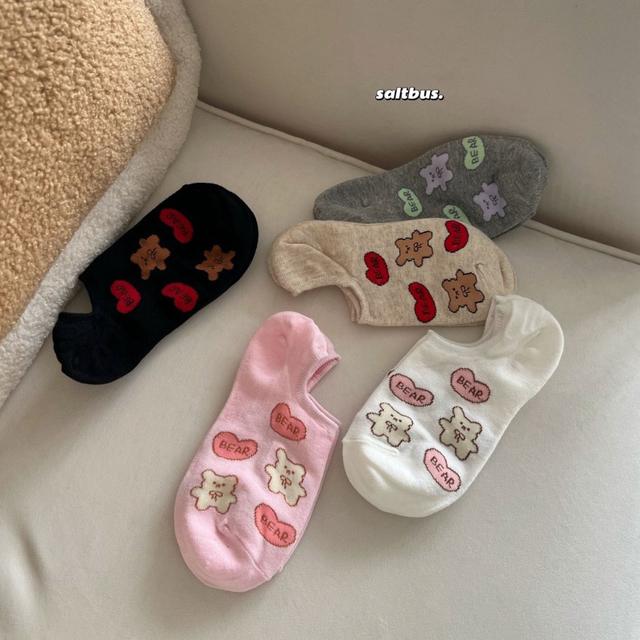 韓國愛心小熊甜美隱形襪(預購)