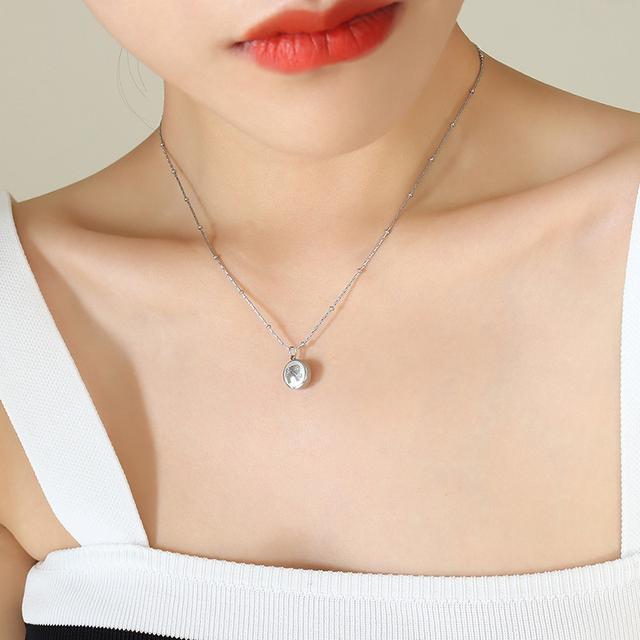【824】《316L鈦鋼》小象圓牌項鏈