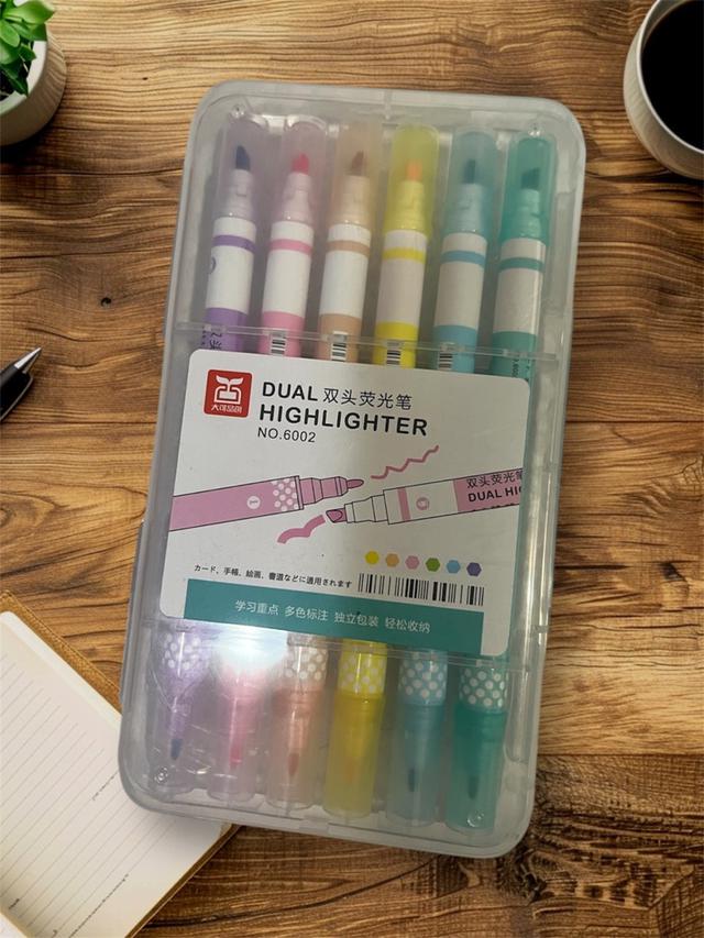 廠商現貨 ins風疊色雙頭螢光筆6入