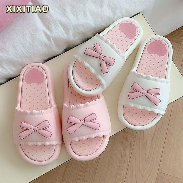 ins韓系少女心蝴蝶結花邊拖鞋(預購)